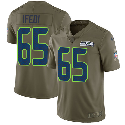 Nike Seahawks #65 Germain Ifedi Olive Men's Stitched NFL Limited Salute to Service Jersey